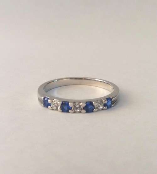0.35ctw Clear and Blue Cubic Zirconia Eternity Ring in 925 Sterling Silver- Size O
