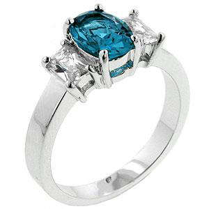 Blue and Clear Cubic Zirconia Costume Ring- Size 7