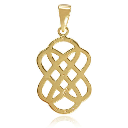 Diamond Celtic Knot pendant Plated in 14K Yellow Gold