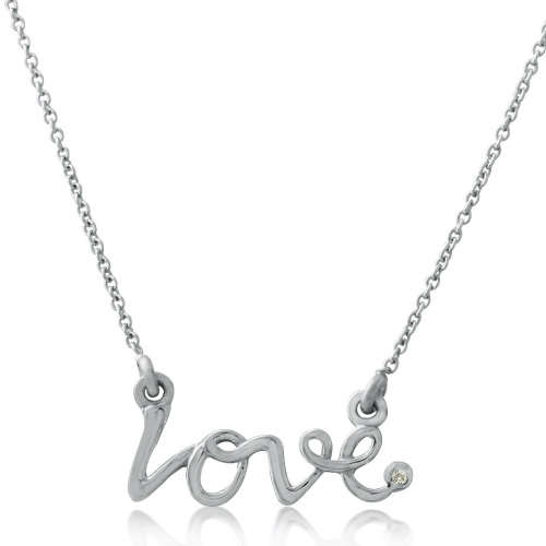 0.003ct Diamond 'Love' Pendant in 925 Sterling Silver