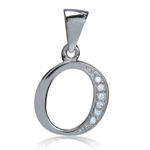 0.06ctw CZ Letter ` O ` Pendant in Silver