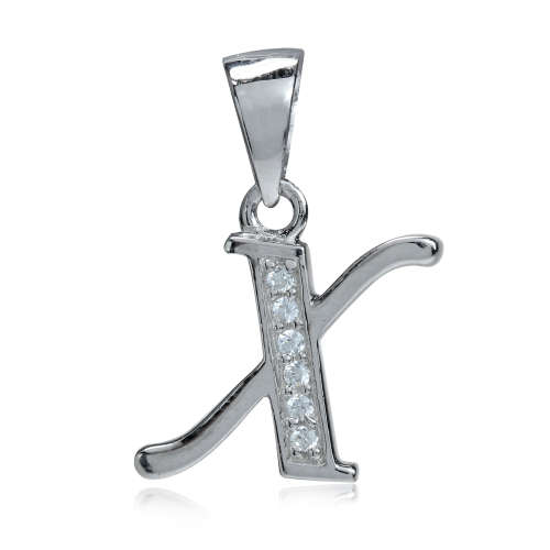 0.06ctw CZ Letter ` X ` Pendant in Silver