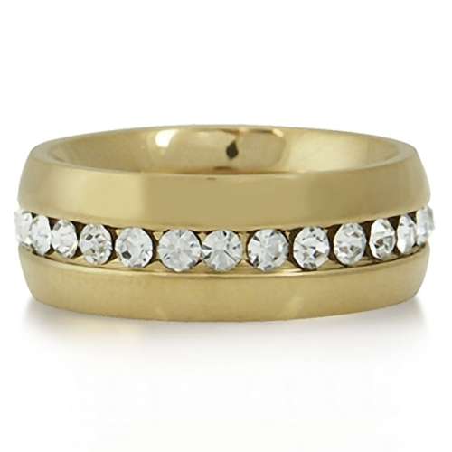 7mm Genuine Crystal Stainless Steel Wedding Band- Size 7/8/9/10