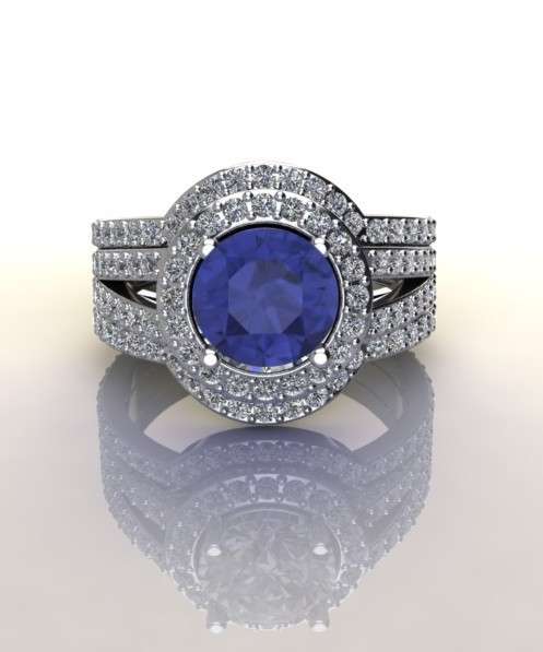 *CD DESIGNER JEWELRY*1.49ctw Cr Tanzanite and CZ 3-Piece Wedding Set in 925 Sterling Silver-Size R