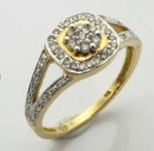 **Genuine**0.23ctw Diamond Engagement Ring in 9ct Yellow Gold-Size P