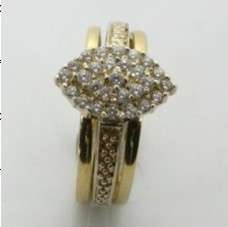 0.62ctw Clear Cubic Zirconia 3 Piece Wedding Set in 9ct Yellow Gold and 925 Sterling Silver- Size O