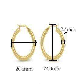 Genuine 9ct Yellow Gold Oval Hoop Earrings