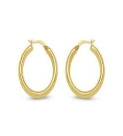 Genuine 9ct Yellow Gold Oval Hoop Earrings