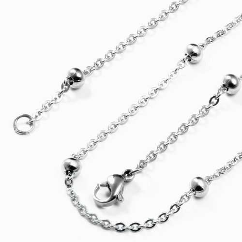 Genuine 50cm 925 Sterling Silver Oval Rolo and Bead Chain