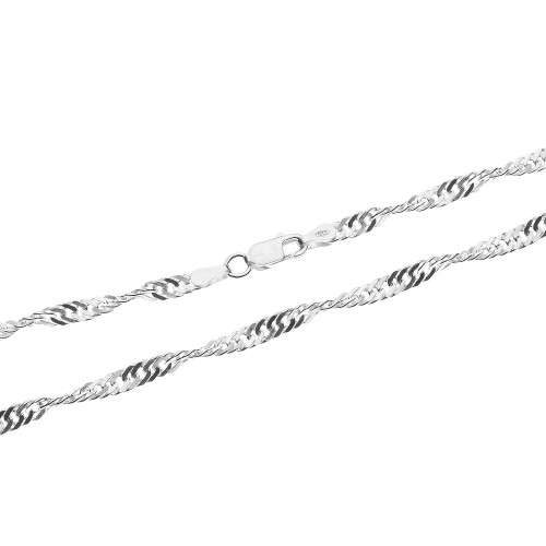 Genuine 55cm 925 Sterling Silver Singapore Chain