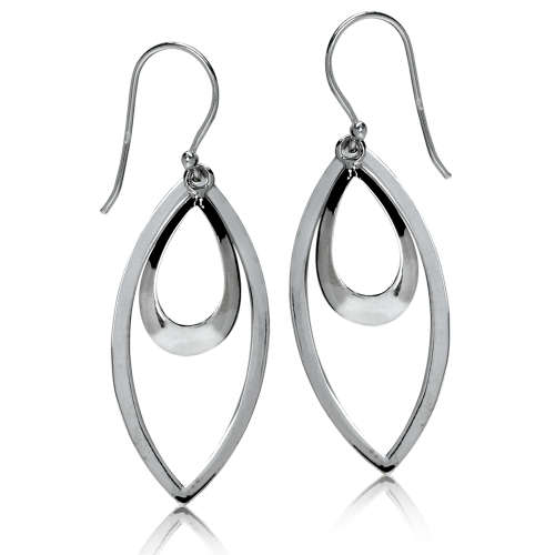 925 Sterling Silver Double Loop Drop Style Dangle Earring
