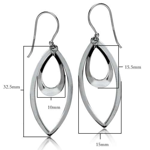 925 Sterling Silver Double Loop Drop Style Dangle Earring