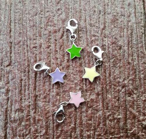 Pink Enamel Star Charm in 925 Sterling Silver