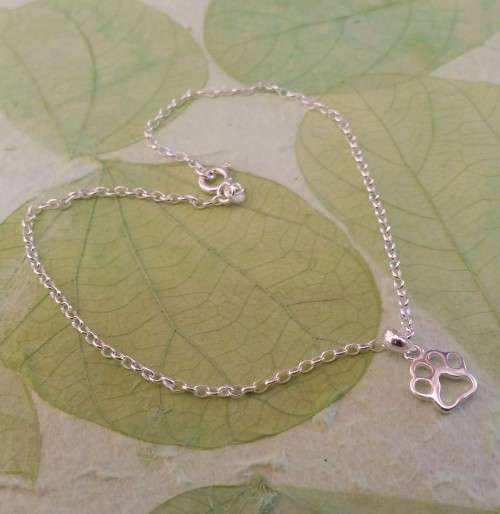 *Genuine 925 Sterling Silver* Paw Charm Anklet