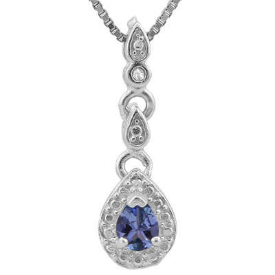 0.41ctw Tanzanite and Diamond, Earring and Pendant Set in 925 Sterling Silver