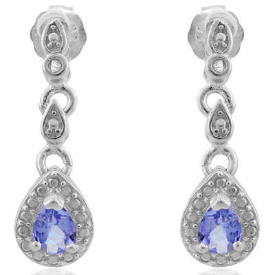 0.41ctw Tanzanite and Diamond, Earring and Pendant Set in 925 Sterling Silver