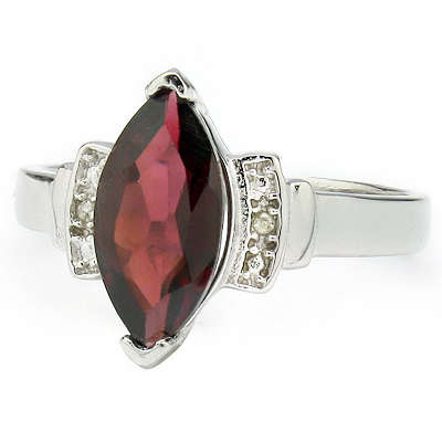 2.31ct Garnet and Diamond Dress Ring in 925 Sterling Silver- Size 7