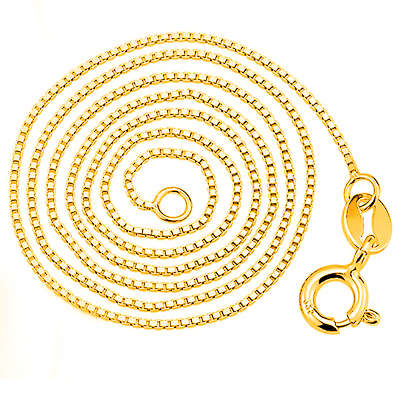 45cm 18k Yellow Gold Plated over 925 Sterling Silver Box Chain