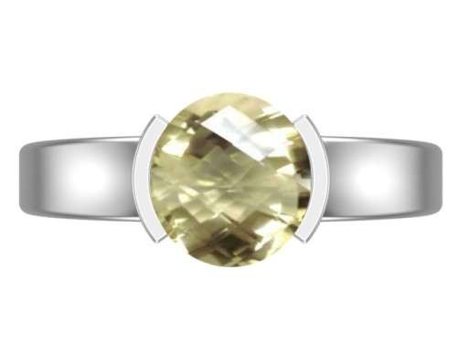 *CD DESIGNER JEWELRY* 2ct Citrine Solitaire Ring in Silver- Size 8.5