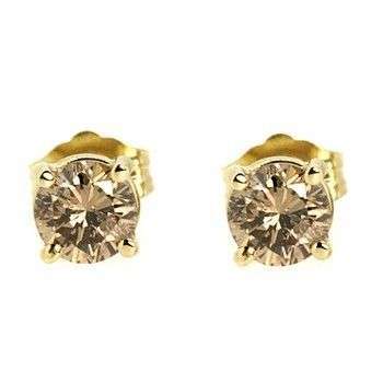 *CD DESIGNER JEWELRY*0.50ctw 9ct Yellow Gold Champagne CZ Studs