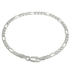 Italian Imported Genuine 925 Sterling Silver 19cm Extra Flat Figaro Style Bracelet