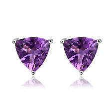 1.33ctw Natural Trillion Amethyst Earrings in 925 Sterling Silver