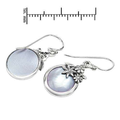 Mother of Pearl drop Earrings in 925 Sterling Silver