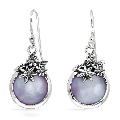 Mother of Pearl drop Earrings in 925 Sterling Silver