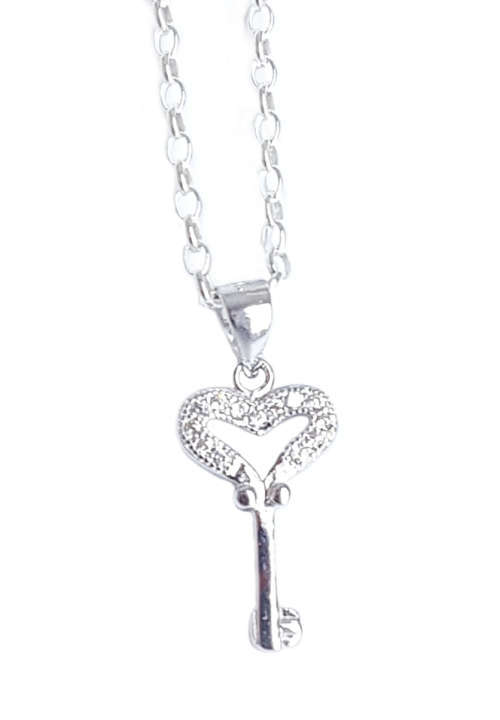 CZ Key Pendant in 925 Sterling Silver