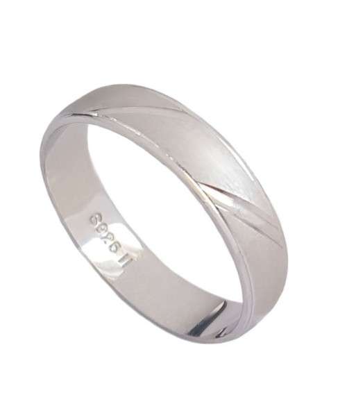 Genuine 925 Sterling Silver Matte and High Shine Pattern Men's Ring- Size T