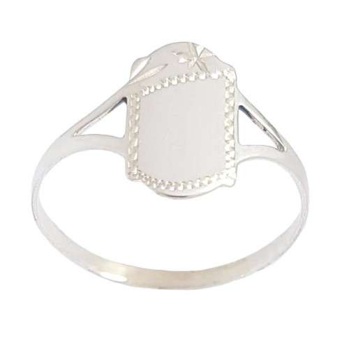 Genuine 925 Sterling Silver Ladies Signet Shield Panel Ring- Size 9