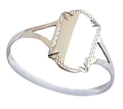 Genuine 925 Sterling Silver Ladies Signet Shield Panel Ring- Size 8.5