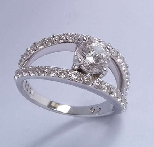 *CD DESIGNER JEWELRY* 2.02ct Sparkling Clear CZ Split Band Ring-Size R