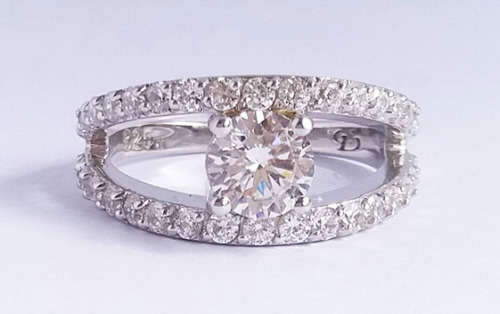 *CD DESIGNER JEWELRY* 2.02ct Sparkling Clear CZ Split Band Ring-Size R