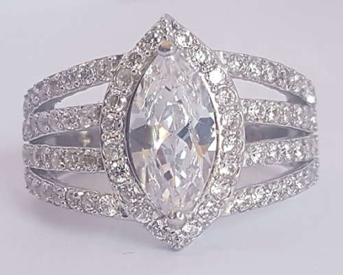 *CD DESIGNER JEWELRY*3.20ctw Marquise CZ Engagement Ring in 925 Sterling Silver*Size 7.5*