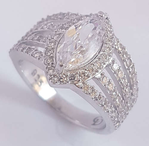 *CD DESIGNER JEWELRY*3.20ctw Marquise CZ Engagement Ring in 925 Sterling Silver*Size 7.5*