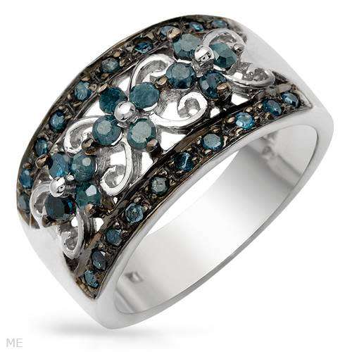 0.47ctw Natural Blue Diamond Band- Size 6, 7