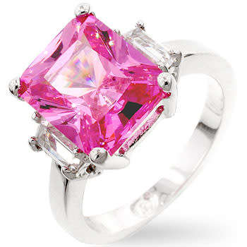 6ctw Pink Cubic Zirconia Engagement Style Ring- Size 5