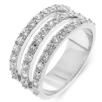 1.17ctw 3 row CubicZirconia Costume Wedding band- Size 6/9