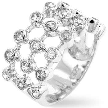Clear Cubic Zirconia Dress Ring in 925 Sterling Silver