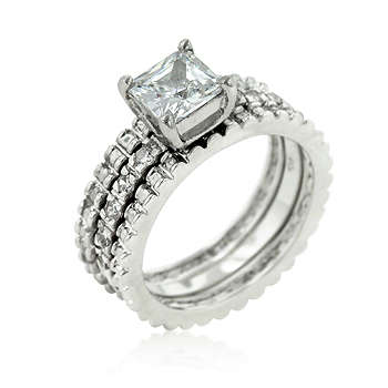 1.55ctw CubicZirconia 3-Piece Bridal Set Size 5-10