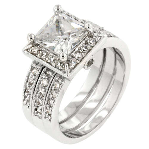 Princess Cut Simulated Diamond Bridal set- Size 5-10