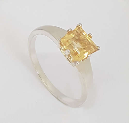 1.25ct Citrine CZ Engagement Ring in 925 Sterling Silver- Size O