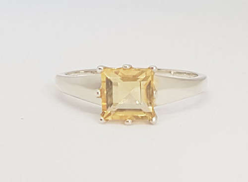 1.25ct Citrine CZ Engagement Ring in 925 Sterling Silver- Size O