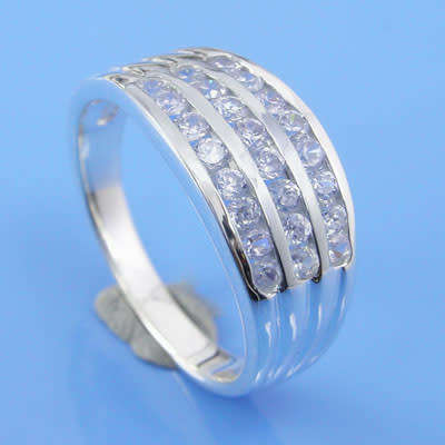 925 Sterling Silver Simulated Diamond Band -Size 8/9