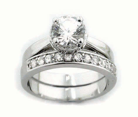 1.20ctw Cz Wedding Set in 925 Sterling Silver Size 8-10