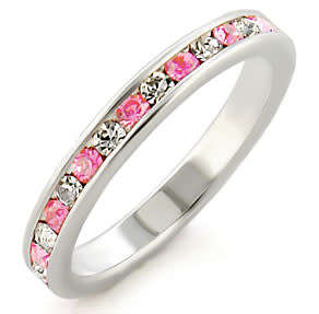 Simulated pink ice eternity dress ring- Size 7/8