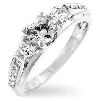 CZ Trilogy Ring in Silver- Size 6