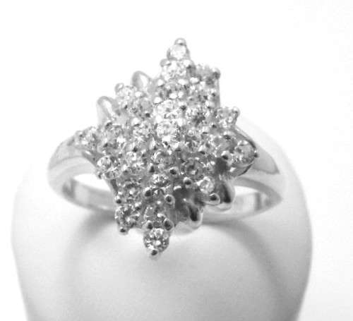 Simulated Diamond Vintage Ring in Silver -Size 9