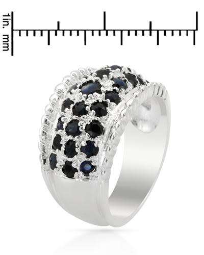 3.38ctw Natural Sapphire Wedding Band in 925 Sterling Silver- Size 7/8